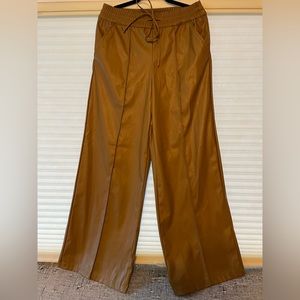 Pleather tan wide leg pants from who what wear